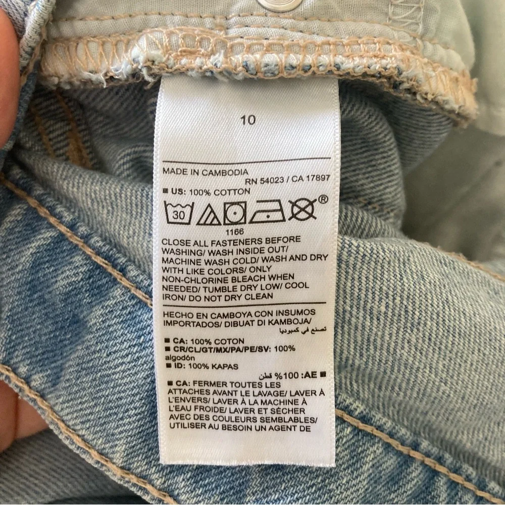 Old Navy High Rise Slouchy Straight Leg Light Blue Jeans Girl Size 10